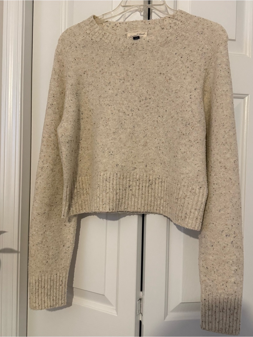 Cozy Universal Thread Speckled Cropped Knit Sweater Size M